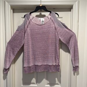 NWT Weathered Distress Summer Lightweight Super Soft Cold Shoulder Sweatshirt XL